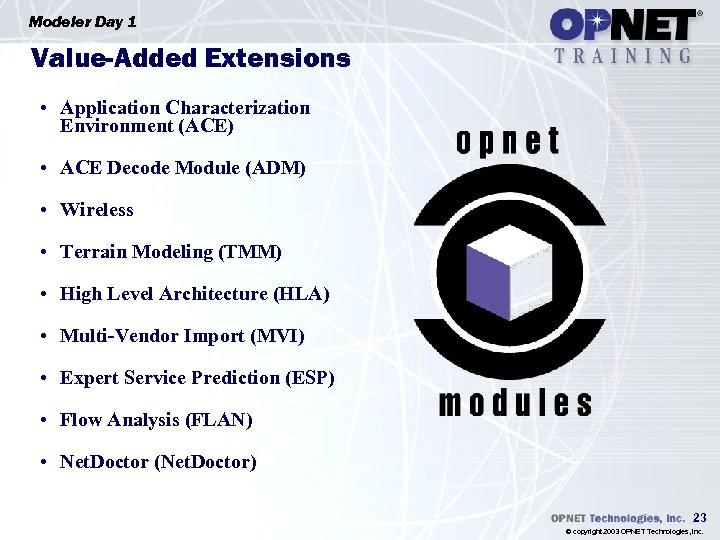 Modeler Day 1 Value-Added Extensions • Application Characterization Environment (ACE) • ACE Decode Module