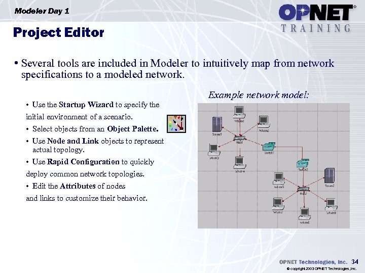 Modeler Day 1 Project Editor • Several tools are included in Modeler to intuitively