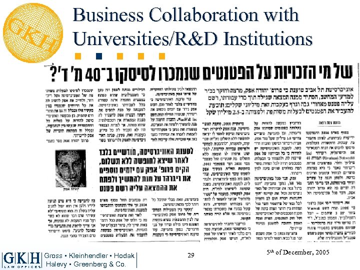 Business Collaboration with Universities/R&D Institutions L A W O F F I C E