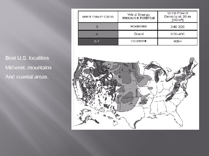 Best U. S. localities Midwest, mountains And coastal areas. 