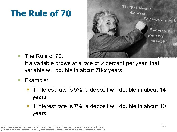 The Rule of 70 § The Rule of 70: If a variable grows at