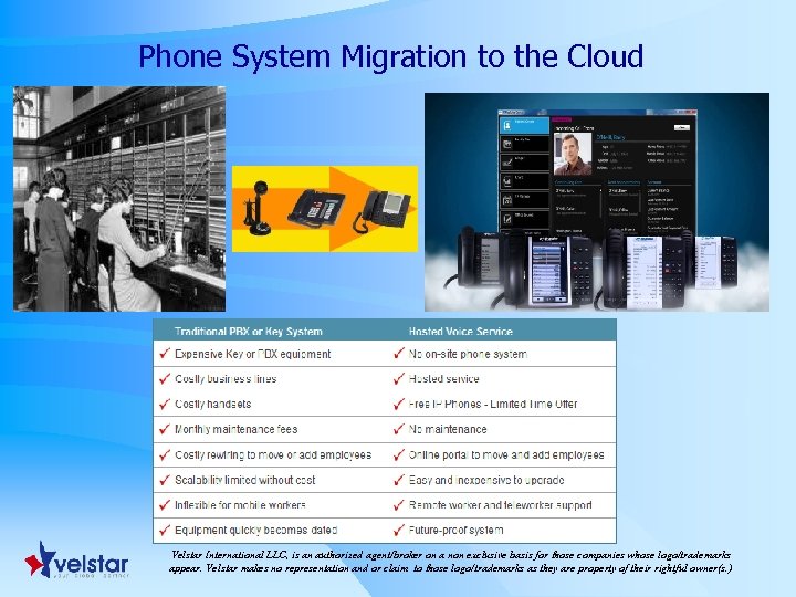 Phone System Migration to the Cloud Velstar International LLC, is an authorized agent/broker on