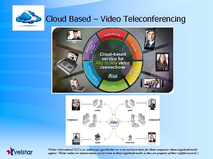  Cloud Based – Video Teleconferencing Velstar International LLC is an authorized agent/broker on