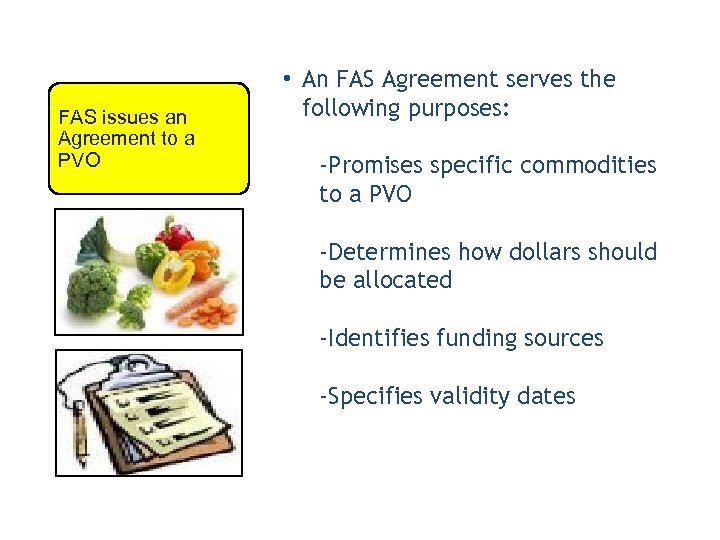 What is an FAS Agreement? FAS issues an Agreement to a PVO • An