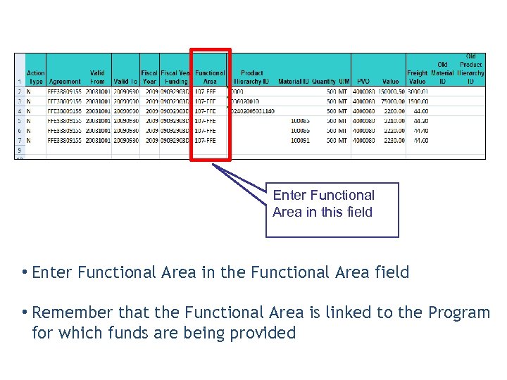 What is a Functional Area? Enter Functional Area in this field • Enter Functional