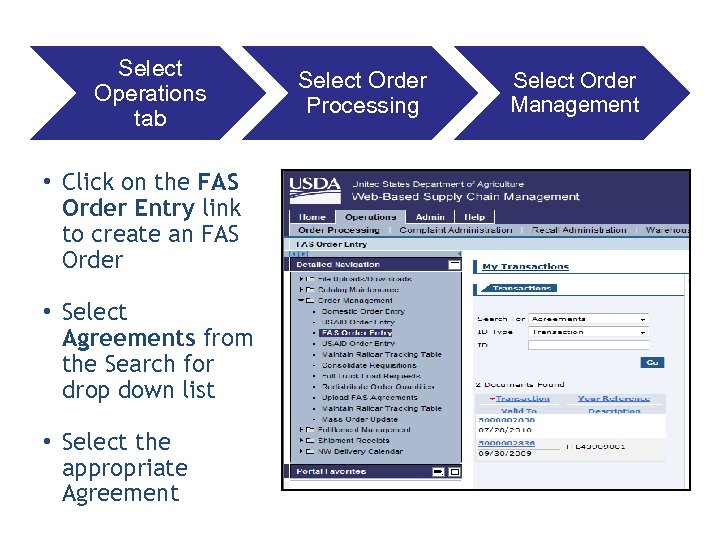 Select Operations tab • Click on the FAS Order Entry link to create an