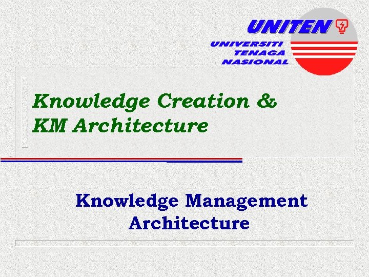 Knowledge Creation & KM Architecture Knowledge Management Architecture 