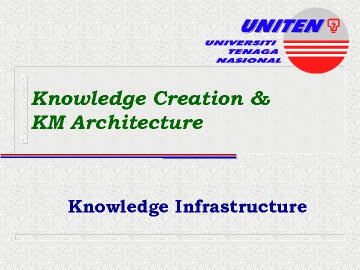 Knowledge Creation & KM Architecture Knowledge Infrastructure 