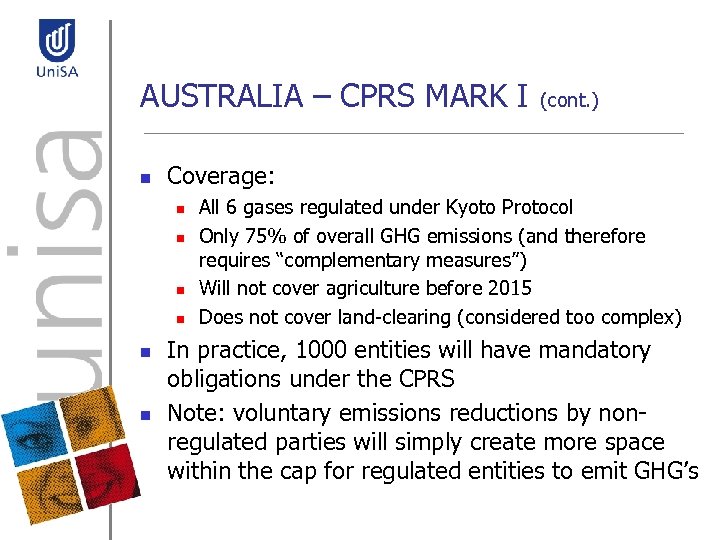 AUSTRALIA – CPRS MARK I n Coverage: n n n (cont. ) All 6