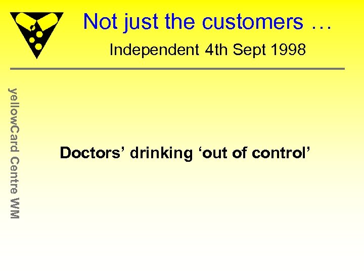 Not just the customers … Independent 4 th Sept 1998 yellow. Card Centre WM