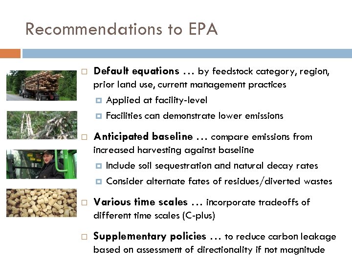 Recommendations to EPA Default equations … by feedstock category, region, prior land use, current