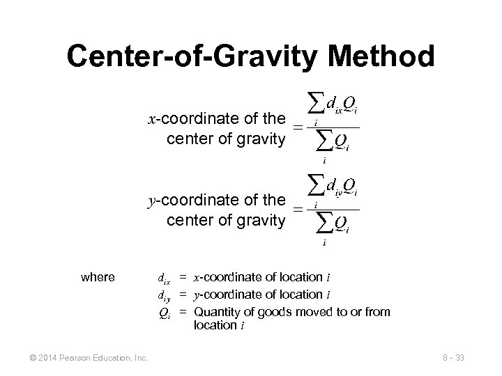 Center-of-Gravity Method x-coordinate of the center of gravity y-coordinate of the center of gravity