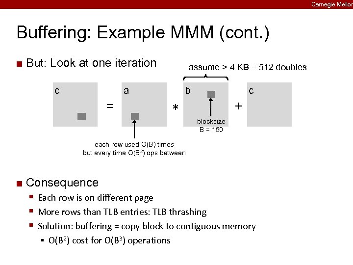 Carnegie Mellon Buffering: Example MMM (cont. ) ¢ But: Look at one iteration c