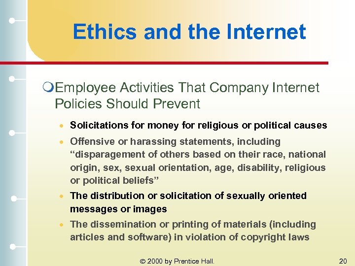 Ethics and the Internet m. Employee Activities That Company Internet Policies Should Prevent ·