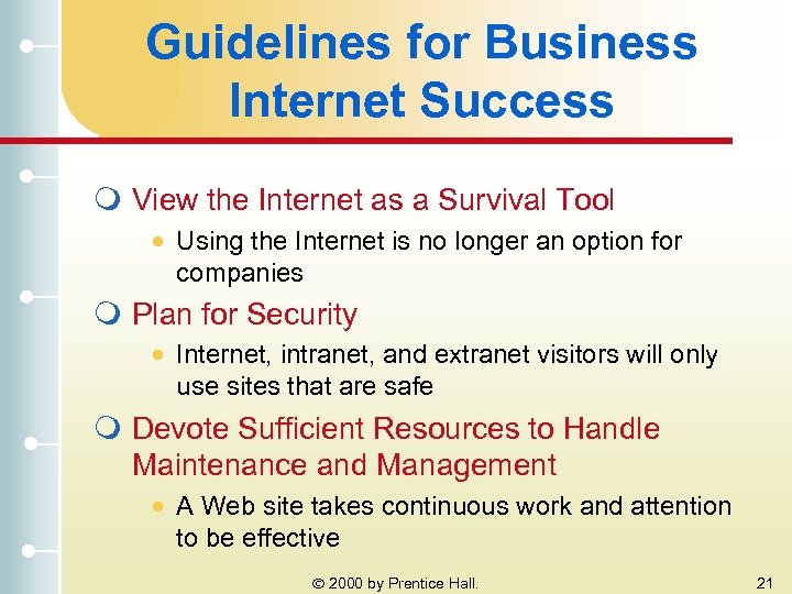 Guidelines for Business Internet Success m View the Internet as a Survival Tool ·