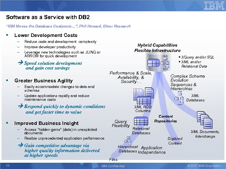 Software as a Service with DB 2 “IBM Moves the Database Goalposts…”, Phil Howard,
