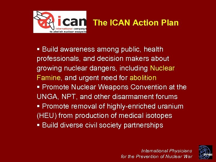The ICAN Action Plan § Build awareness among public, health professionals, and decision makers