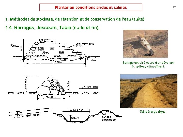 Planter en conditions arides et salines 17 1. Méthodes de stockage, de rétention et