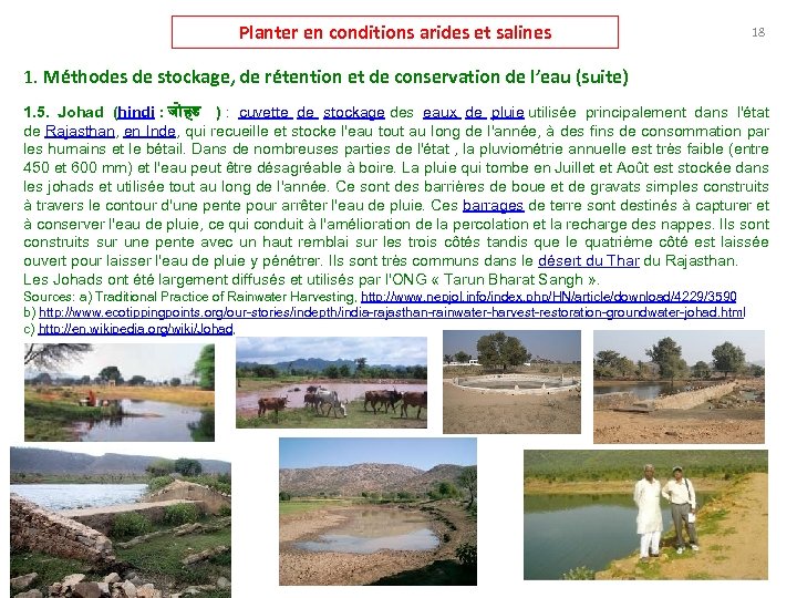 Planter en conditions arides et salines 18 1. Méthodes de stockage, de rétention et