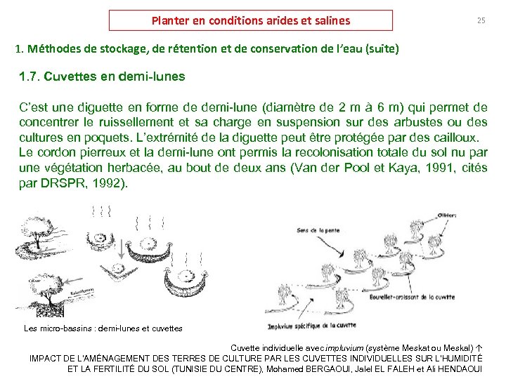 Planter en conditions arides et salines 25 1. Méthodes de stockage, de rétention et