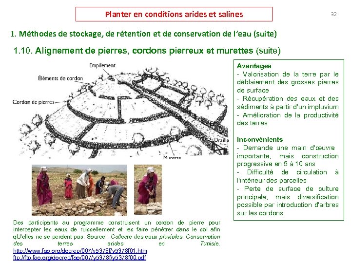 Planter en conditions arides et salines 32 1. Méthodes de stockage, de rétention et