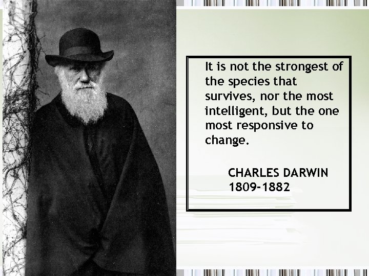 It is not the strongest of the species that survives, nor the most intelligent,