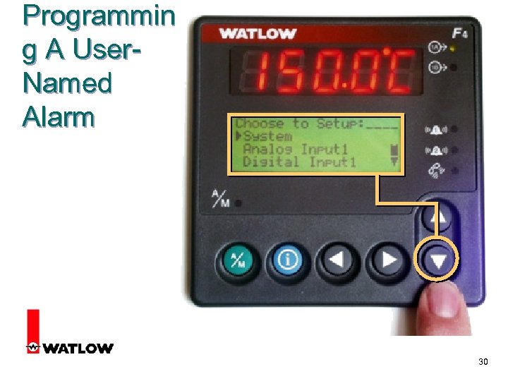 Programmin g A User. Named Alarm 30 