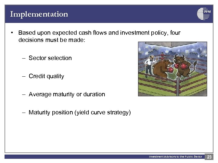 Implementation PFM • Based upon expected cash flows and investment policy, four decisions must