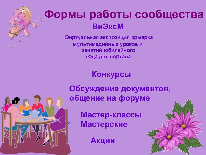 Формы работы сообщества Ви. Экс. М Виртуальная экспозиция ярмарка мультимедийных уроков и занятий юбилейного