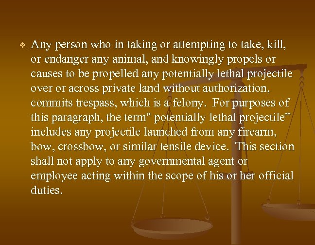 v Any person who in taking or attempting to take, kill, or endanger any