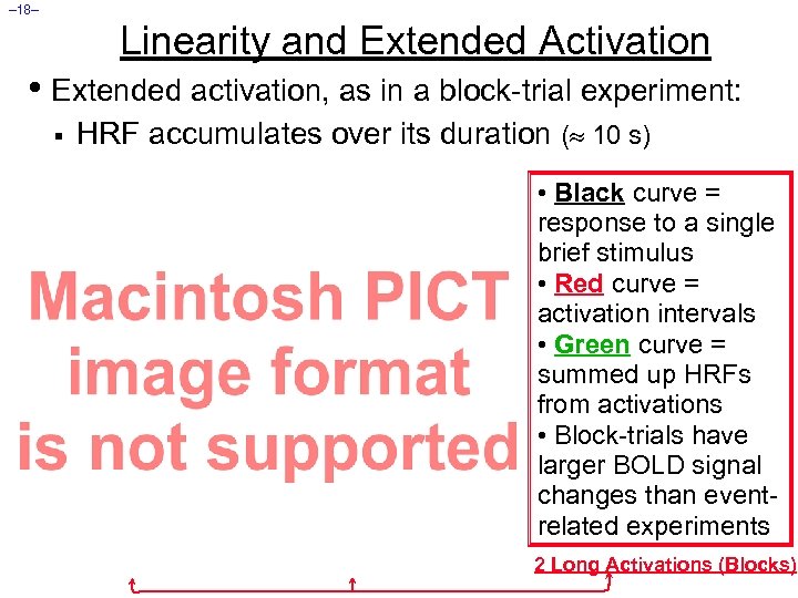 – 18– Linearity and Extended Activation • Extended activation, as in a block-trial experiment: