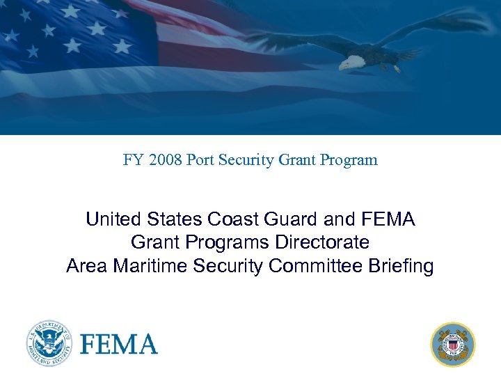 FY 2008 Port Security Grant Program United States Coast Guard and FEMA Grant Programs