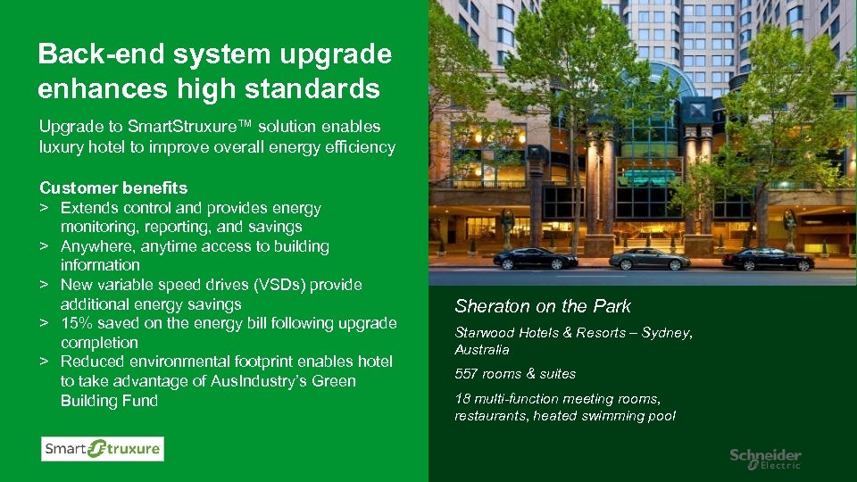 Back-end system upgrade enhances high standards Upgrade to Smart. Struxure™ solution enables luxury hotel