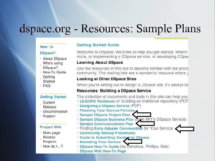 dspace. org - Resources: Sample Plans 