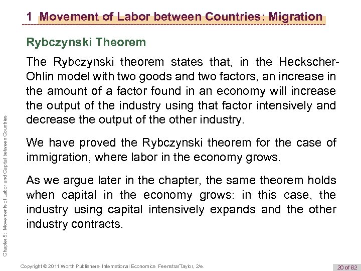 1 Movement of Labor between Countries: Migration Chapter 5: Movements of Labor and Capital