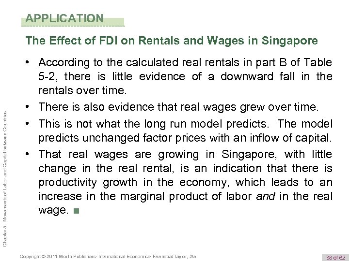 APPLICATION Chapter 5: Movements of Labor and Capital between Countries The Effect of FDI