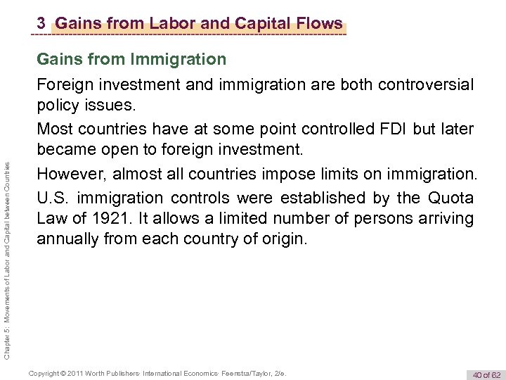 3 Gains from Labor and Capital Flows Chapter 5: Movements of Labor and Capital