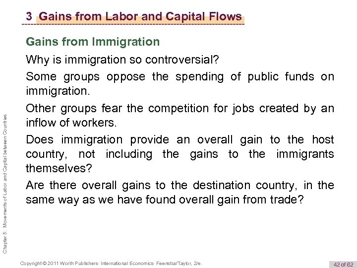 3 Gains from Labor and Capital Flows Chapter 5: Movements of Labor and Capital