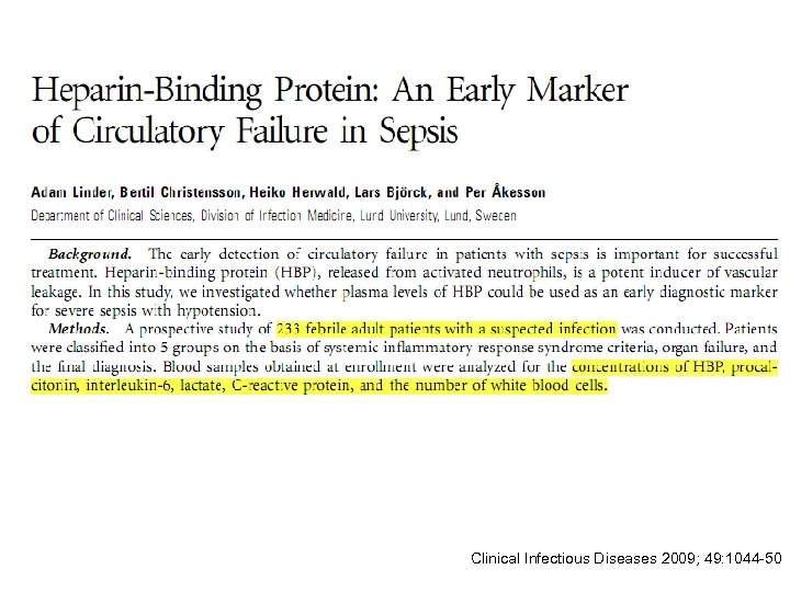 Clinical Infectious Diseases 2009; 49: 1044 -50 