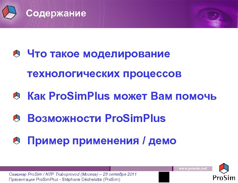 Содержание Что такое моделирование технологических процессов Как Pro. Sim. Plus может Вам помочь Возможности