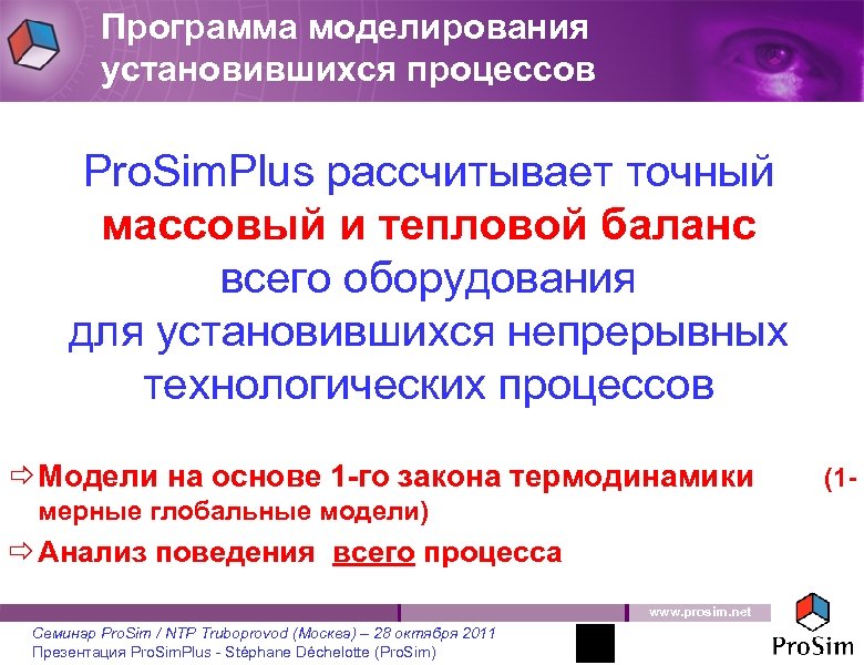 Программа моделирования установившихся процессов Pro. Sim. Plus рассчитывает точный массовый и тепловой баланс всего