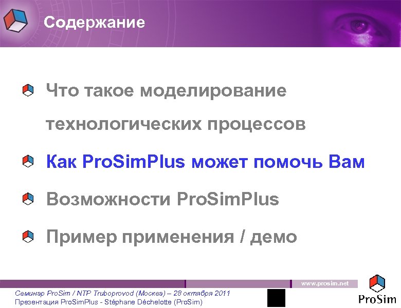 Содержание Что такое моделирование технологических процессов Как Pro. Sim. Plus может помочь Вам Возможности