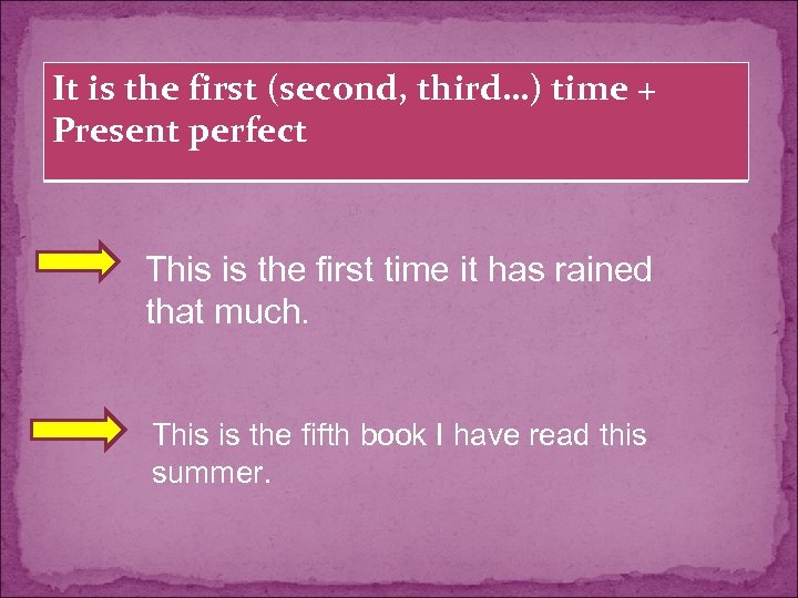 It is the first (second, third…) time + Present perfect This is the first