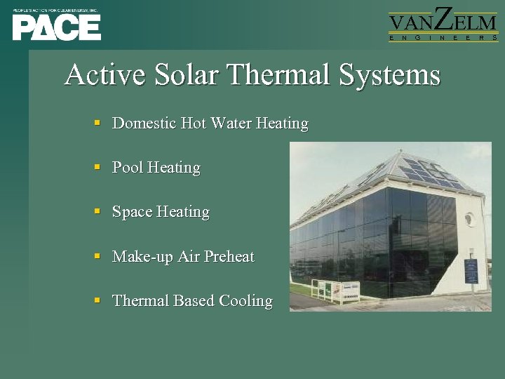 VAN E N G I ZELM N Active Solar Thermal Systems § Domestic Hot