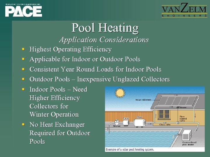 VAN E N Pool Heating Application Considerations § § § Highest Operating Efficiency Applicable