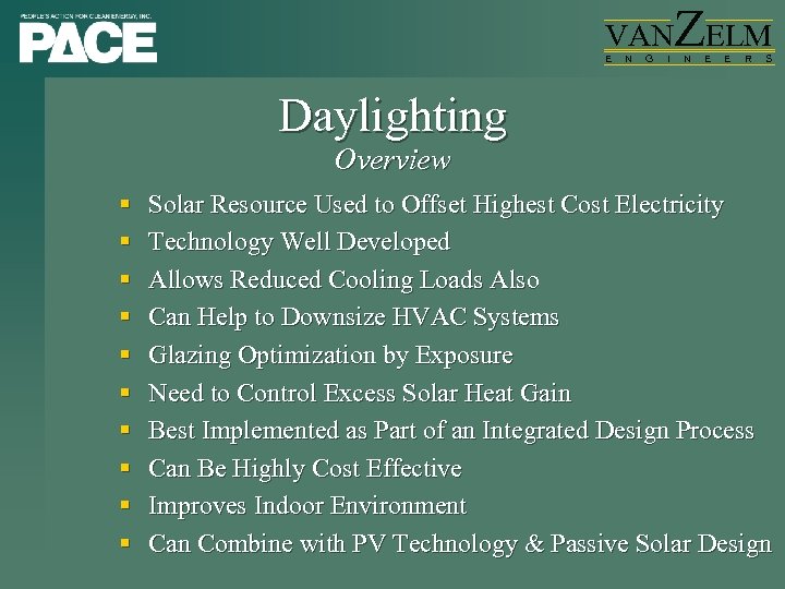 VAN E N G I ZELM N E E R S Daylighting Overview §