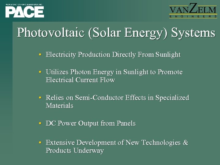 VAN E N G I ZELM N E E R S Photovoltaic (Solar Energy)
