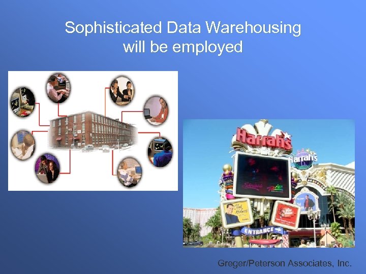 Sophisticated Data Warehousing will be employed Greger/Peterson Associates, Inc. 