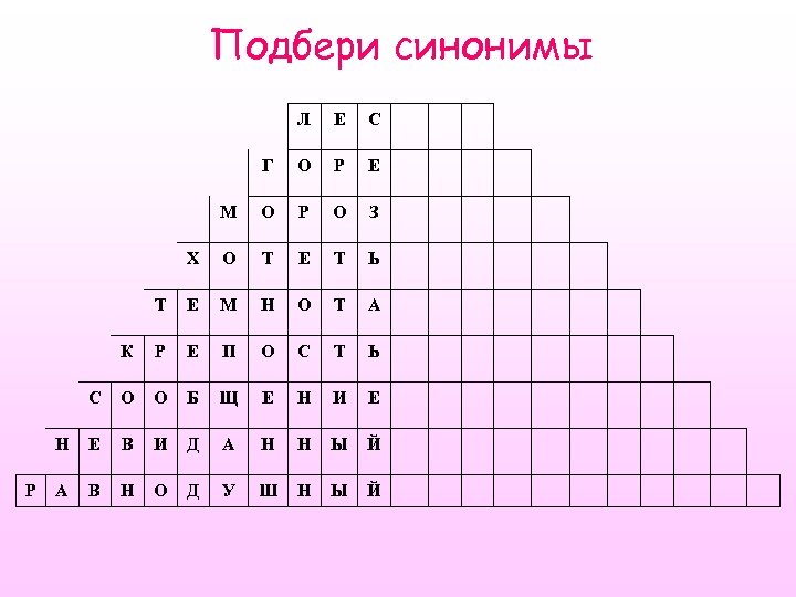 Подбери синонимы Л С Г О Р Е М О Р О З Х