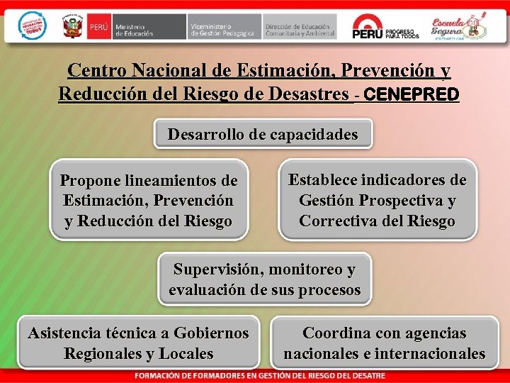 Centro Nacional de Estimación, Prevención y Reducción del Riesgo de Desastres - CENEPRED Desarrollo